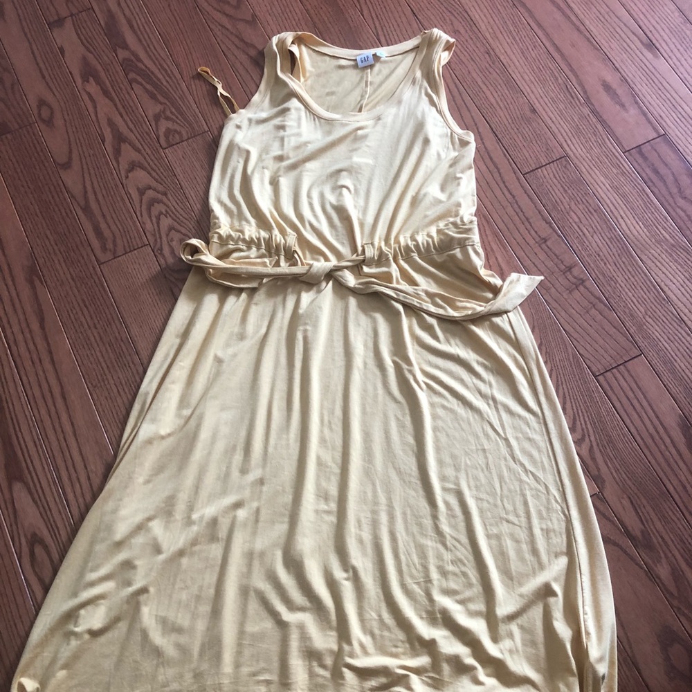 Gap yellow handkerchief hem midi dress, small/S